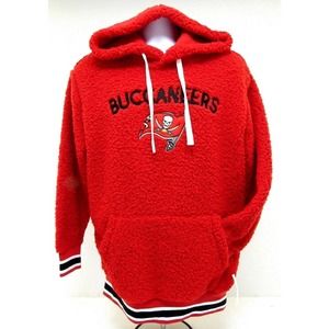 Women's NFL TAMPA BAY BUCCANEERS Red Black Sherpa Pullover Hoodie - Medium - NEW